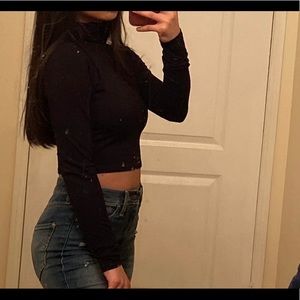 black crop turtleneck